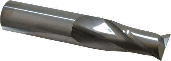 SGS - 3/4", 1-1/2" LOC, 3/4" Shank Diam, 4" OAL, 2 Flute, Solid Carbide Square End Mill - Single End, Uncoated, Spiral Flute, 30° Helix, Centercutting, Right Hand Cut, Right Hand Flute, Series 3 - USA Tool & Supply