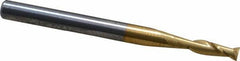 SGS - 3/32", 9/32" LOC, 1/8" Shank Diam, 1-1/2" OAL, 2 Flute, Solid Carbide Square End Mill - Single End, TiN Finish, Spiral Flute, 30° Helix, Centercutting, Right Hand Cut, Right Hand Flute, Series 3 - USA Tool & Supply