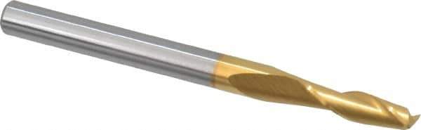 SGS - 7/64", 3/8" LOC, 1/8" Shank Diam, 1-1/2" OAL, 2 Flute, Solid Carbide Square End Mill - Single End, TiN Finish, Spiral Flute, 30° Helix, Centercutting, Right Hand Cut, Right Hand Flute, Series 3 - USA Tool & Supply