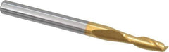SGS - 7/64", 3/8" LOC, 1/8" Shank Diam, 1-1/2" OAL, 2 Flute, Solid Carbide Square End Mill - Single End, TiN Finish, Spiral Flute, 30° Helix, Centercutting, Right Hand Cut, Right Hand Flute, Series 3 - USA Tool & Supply