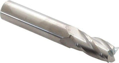 SGS - 15/32", 1" LOC, 1/2" Shank Diam, 3" OAL, 4 Flute, Solid Carbide Square End Mill - Single End, Uncoated, Spiral Flute, 30° Helix, Centercutting, Right Hand Cut, Right Hand Flute, Series 1 - USA Tool & Supply