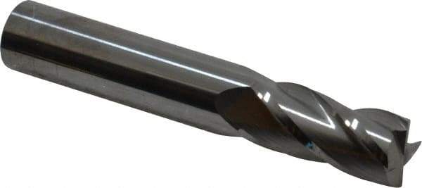 SGS - 31/64", 1" LOC, 1/2" Shank Diam, 3" OAL, 4 Flute, Solid Carbide Square End Mill - Single End, Uncoated, Spiral Flute, 30° Helix, Centercutting, Right Hand Cut, Right Hand Flute, Series 1 - USA Tool & Supply