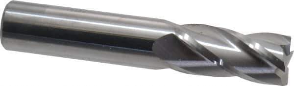 SGS - 5/8", 1-1/4" LOC, 5/8" Shank Diam, 3-1/2" OAL, 4 Flute, Solid Carbide Square End Mill - Single End, Uncoated, Spiral Flute, 30° Helix, Centercutting, Right Hand Cut, Right Hand Flute, Series 1 - USA Tool & Supply