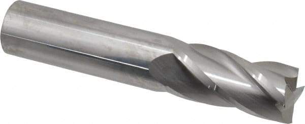 SGS - 3/4", 1-1/2" LOC, 3/4" Shank Diam, 4" OAL, 4 Flute, Solid Carbide Square End Mill - Single End, Uncoated, Spiral Flute, 30° Helix, Centercutting, Right Hand Cut, Right Hand Flute, Series 1 - USA Tool & Supply