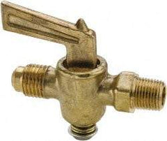 Parker - 1/4" Pipe, 3/8" Tube, Flare to Male Pipe Drain Cock & Shutoff Valve - 1/4-18 Thread, 30 Max psi - USA Tool & Supply
