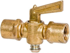 Parker - 1/4" Tube, Compression Pipe to Compression Pipe Drain Cock & Shutoff Valve - 1/4-18 Thread, 30 Max psi - USA Tool & Supply