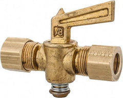 Parker - 3/8" Tube, Compression Pipe to Compression Pipe Drain Cock & Shutoff Valve - 3/8-18 Thread, 30 Max psi - USA Tool & Supply