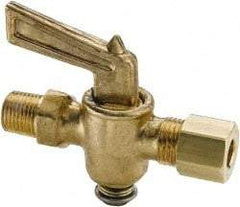 Parker - 1/4" Pipe, 1/4" Tube, Compression Pipe to Male Pipe Drain Cock & Shutoff Valve - 1/4-18 Thread, 30 Max psi - USA Tool & Supply