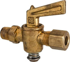 Parker - 1/8" Pipe, 1/4" Tube, Compression Pipe to Male Pipe Drain Cock & Shutoff Valve - 1/8-27 Thread, 30 Max psi - USA Tool & Supply