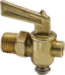 Parker - 1/2" Pipe, Male Pipe Drain Cock & Shutoff Valve - 1/8-27 Thread, 150 Max psi - USA Tool & Supply