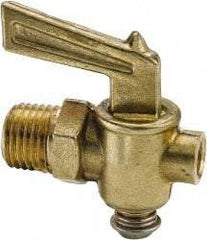 Parker - 1/2" Pipe, Male Pipe Drain Cock & Shutoff Valve - 1/8-27 Thread, 150 Max psi - USA Tool & Supply