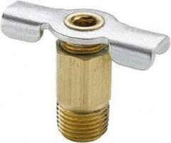 Parker - 1/8" Pipe, Internal Seal Drain Cock & Shutoff Valve - 1/8-27 Thread, 150 Max psi - USA Tool & Supply
