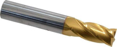 SGS - 31/64", 1" LOC, 1/2" Shank Diam, 3" OAL, 4 Flute, Solid Carbide Square End Mill - Single End, TiN Finish, Spiral Flute, 30° Helix, Centercutting, Right Hand Cut, Right Hand Flute, Series 1 - USA Tool & Supply