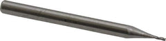 SGS - 1/32", 5/64" LOC, 1/8" Shank Diam, 1-1/2" OAL, 3 Flute, Solid Carbide Square End Mill - Single End, Uncoated, Spiral Flute, 30° Helix, Centercutting, Right Hand Cut, Right Hand Flute, Series 5 - USA Tool & Supply