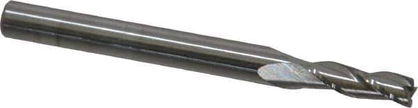 SGS - 5/32", 1/2" LOC, 3/16" Shank Diam, 2" OAL, 3 Flute, Solid Carbide Square End Mill - Single End, Uncoated, Spiral Flute, 30° Helix, Centercutting, Right Hand Cut, Right Hand Flute, Series 5 - USA Tool & Supply
