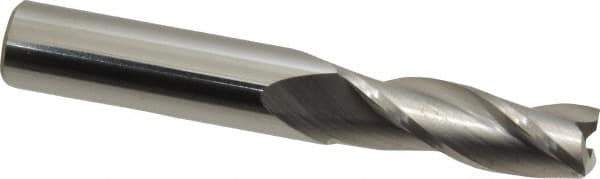 SGS - 11/32", 1" LOC, 3/8" Shank Diam, 2-1/2" OAL, 3 Flute, Solid Carbide Square End Mill - Single End, Uncoated, Spiral Flute, 30° Helix, Centercutting, Right Hand Cut, Right Hand Flute, Series 5 - USA Tool & Supply