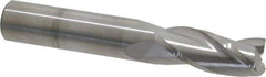 SGS - 7/16", 1" LOC, 7/16" Shank Diam, 2-3/4" OAL, 3 Flute, Solid Carbide Square End Mill - Single End, Uncoated, Spiral Flute, 30° Helix, Centercutting, Right Hand Cut, Right Hand Flute, Series 5 - USA Tool & Supply