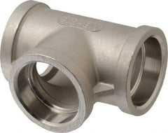 Merit Brass - 1-1/4" Grade 316 Stainless Steel Pipe Tee - Socket Weld x Socket Weld x Socket Weld End Connections, 150 psi - USA Tool & Supply