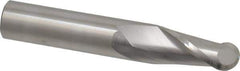 SGS - 1/2" Diam, 1" LOC, 2 Flute Solid Carbide Ball End Mill - Uncoated, Single End, 3" OAL, 1/2" Shank Diam, Spiral Flute - USA Tool & Supply