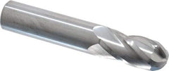 SGS - 5/8" Diam, 1-1/4" LOC, 4 Flute Solid Carbide Ball End Mill - Uncoated, Single End, 3-1/2" OAL, 5/8" Shank Diam, Spiral Flute - USA Tool & Supply