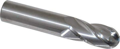 SGS - 3/4" Diam, 1-1/2" LOC, 4 Flute Solid Carbide Ball End Mill - Uncoated, Single End, 4" OAL, 3/4" Shank Diam, Spiral Flute - USA Tool & Supply
