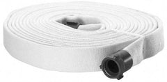 Made in USA - 1-1/2" ID x 1-15/16" OD, 400 Working psi, White Polyester/Rubber Fire Hose, Double Jacket - 1-1/2" NH/NST Ends, 50' Long, -40 to 150°F,1,200 Burst psi - USA Tool & Supply