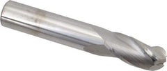 SGS - 1/2" Diam, 1" LOC, 3 Flute Solid Carbide Ball End Mill - Uncoated, Single End, 3" OAL, 1/2" Shank Diam, Spiral Flute - USA Tool & Supply