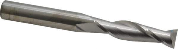 SGS - 1/2", 2" LOC, 1/2" Shank Diam, 4-1/2" OAL, 2 Flute, Solid Carbide Square End Mill - Single End, Uncoated, Spiral Flute, 30° Helix, Centercutting, Right Hand Cut, Right Hand Flute, Series 3L - USA Tool & Supply