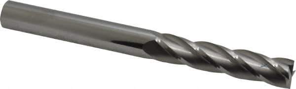 SGS - 7/16", 2" LOC, 7/16" Shank Diam, 4-1/2" OAL, 4 Flute, Solid Carbide Square End Mill - Single End, Uncoated, Spiral Flute, 30° Helix, Centercutting, Right Hand Cut, Right Hand Flute, Series 1L - USA Tool & Supply