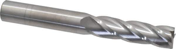 SGS - 5/8", 2-1/4" LOC, 5/8" Shank Diam, 5" OAL, 4 Flute, Solid Carbide Square End Mill - Single End, Uncoated, Spiral Flute, 30° Helix, Centercutting, Right Hand Cut, Right Hand Flute, Series 1L - USA Tool & Supply