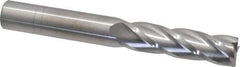 SGS - 5/8", 2-1/4" LOC, 5/8" Shank Diam, 5" OAL, 4 Flute, Solid Carbide Square End Mill - Single End, Uncoated, Spiral Flute, 30° Helix, Centercutting, Right Hand Cut, Right Hand Flute, Series 1L - USA Tool & Supply