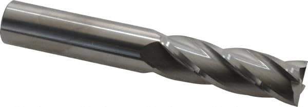 SGS - 3/4", 2-1/4" LOC, 3/4" Shank Diam, 5" OAL, 4 Flute, Solid Carbide Square End Mill - Single End, Uncoated, Spiral Flute, 30° Helix, Centercutting, Right Hand Cut, Right Hand Flute, Series 1L - USA Tool & Supply