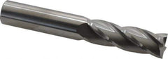 SGS - 3/4", 2-1/4" LOC, 3/4" Shank Diam, 5" OAL, 4 Flute, Solid Carbide Square End Mill - Single End, Uncoated, Spiral Flute, 30° Helix, Centercutting, Right Hand Cut, Right Hand Flute, Series 1L - USA Tool & Supply
