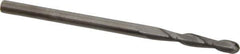 SGS - 1/8" Diam, 3/4" LOC, 2 Flute Solid Carbide Ball End Mill - Uncoated, Single End, 2-1/4" OAL, 1/8" Shank Diam, Spiral Flute - USA Tool & Supply
