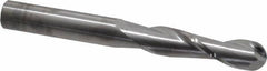 SGS - 1/2" Diam, 2" LOC, 2 Flute Solid Carbide Ball End Mill - Uncoated, Single End, 4-1/2" OAL, 1/2" Shank Diam, Spiral Flute - USA Tool & Supply