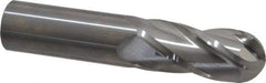SGS - 1" Diam, 2-1/4" LOC, 4 Flute Solid Carbide Ball End Mill - Uncoated, Single End, 5" OAL, 1" Shank Diam, Spiral Flute - USA Tool & Supply