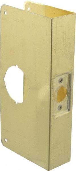 Don-Jo - 4-1/4" Wide x 9" High, Polished Brass Finish, Door Reinforcer - 1-3/4" Thick Door, 2-3/4" Backset - USA Tool & Supply