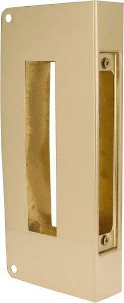 Don-Jo - 5" Wide x 12" High, Polished Brass Finish, Door Reinforcer - 1-3/4" Thick Door, 2-3/4" Backset - USA Tool & Supply