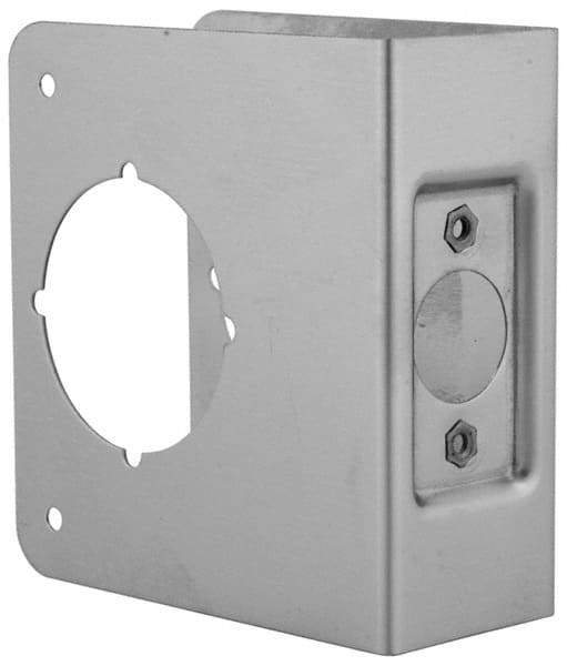 Don-Jo - 4" Wide x 4-1/2" High, Stainless Steel, Door Reinforcer - 1-3/8" Thick Door, 2-3/8" Backset - USA Tool & Supply