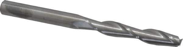 SGS - 1/2", 3" LOC, 1/2" Shank Diam, 6" OAL, 2 Flute, Solid Carbide Square End Mill - Single End, Uncoated, Spiral Flute, 30° Helix, Centercutting, Right Hand Cut, Right Hand Flute, Series 3EL - USA Tool & Supply