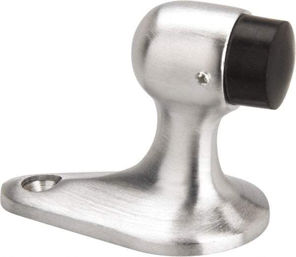 Don-Jo - 2-1/8" Projection Small Gooseneck Door Stop - Floor Mount, Satin Chrome Finish - USA Tool & Supply
