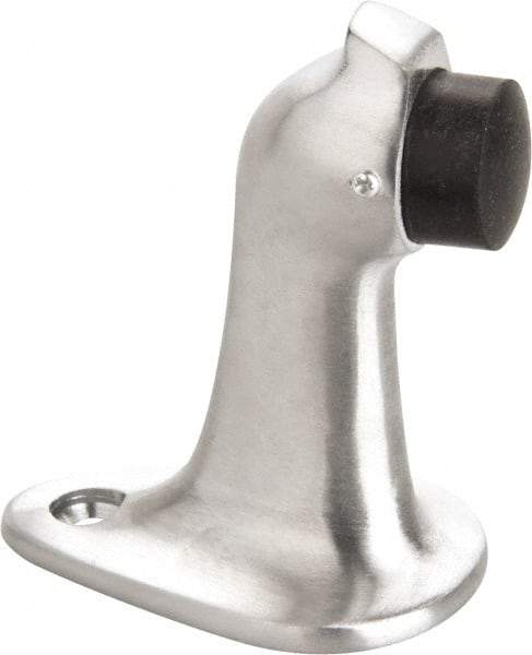 Don-Jo - 2-3/4" Projection Large Gooseneck Door Stop with Hook - Floor Mount, Satin Chrome Finish - USA Tool & Supply