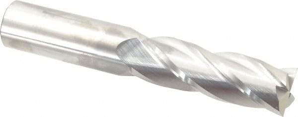 SGS - 1", 3" LOC, 1" Shank Diam, 6" OAL, 4 Flute, Solid Carbide Square End Mill - Single End, Uncoated, Spiral Flute, 30° Helix, Centercutting, Right Hand Cut, Right Hand Flute, Series 1EL - USA Tool & Supply