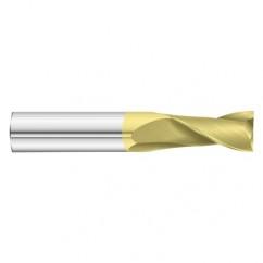 15/32 Dia. x 3 Overall Length 2-Flute Square End Solid Carbide SE End Mill-Round Shank-Center Cut-TiN - USA Tool & Supply