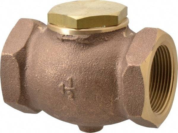 Conrader - 1-1/2" Bronze Check Valve - Inline, FNPT x FNPT - USA Tool & Supply
