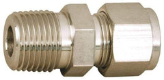 Parker - 3/8" OD, Stainless Steel Male Connector - -425 to 1,200°F, 1-1/16" Hex, Comp x MNPT Ends - USA Tool & Supply