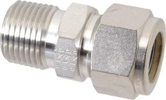 Parker - 5/8" OD, Stainless Steel Male Connector - -425 to 1,200°F, 15/16" Hex, Comp x MNPT Ends - USA Tool & Supply
