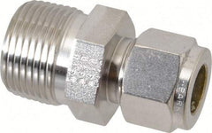 Parker - 1/2" OD, Stainless Steel Male Connector - -425 to 1,200°F, 1-1/16" Hex, Comp x MNPT Ends - USA Tool & Supply