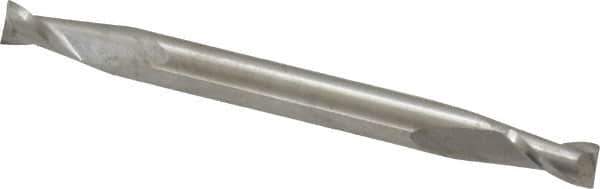 SGS - 7/64", 3/16" LOC, 1/8" Shank Diam, 1-1/2" OAL, 2 Flute, Solid Carbide Square End Mill - Double End, Uncoated, Spiral Flute, 30° Helix, Centercutting, Right Hand Cut, Right Hand Flute, Series 15 - USA Tool & Supply