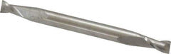 SGS - 7/64", 3/16" LOC, 1/8" Shank Diam, 1-1/2" OAL, 2 Flute, Solid Carbide Square End Mill - Double End, Uncoated, Spiral Flute, 30° Helix, Centercutting, Right Hand Cut, Right Hand Flute, Series 15 - USA Tool & Supply